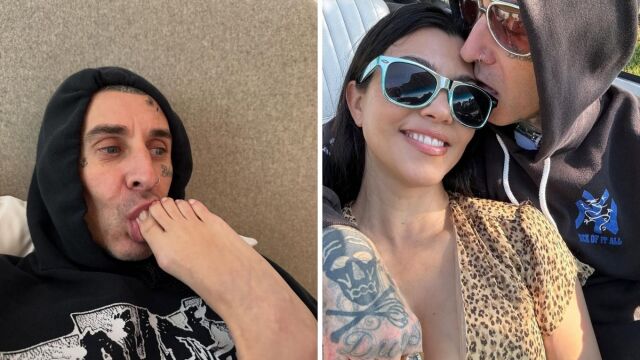 Σάλος με τον Τράβις Μπάρκερ: Γλείφει τα πόδια της Κόρτνεϊ Καρντάσιαν στα 47α γενέθλιά της (Εικόνες)