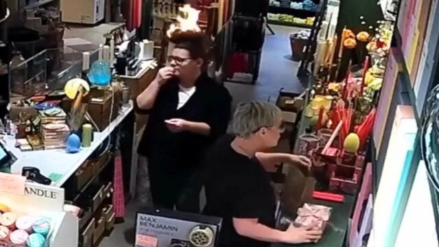 Σουηδία: Η αντίδραση γυναίκας όταν αντιλήφθηκε ότι τα μαλλιά της άρπαξαν φωτιά σε κατάστημα με κεριά (Βίντεο)