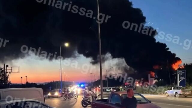 Λάρισα: Μεγάλη φωτιά σε εργοστάσιο με πλαστικά στo Κιλελέρ - Ήχησε το 112 για τους καπνούς (Βίντεο)