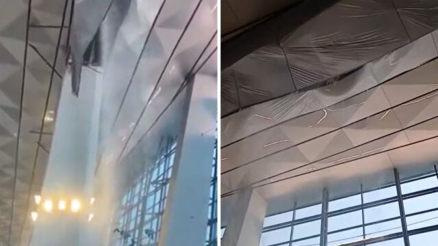 Τζακάρτα: Η στιγμή που τμήμα οροφής καταρρέει λόγω της έντονης βροχόπτωσης - Εντυπωσιακό βίντεο