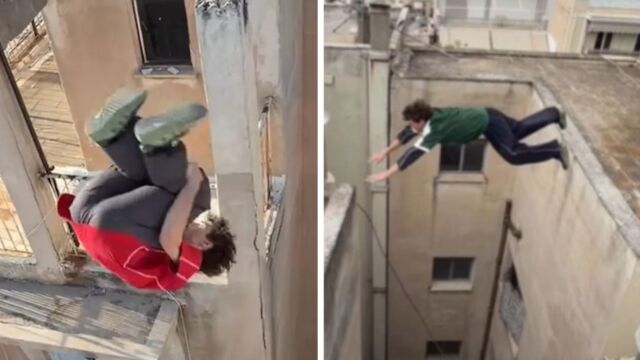 Viral ο Γάλλος αθλητής του παρκούρ που πραγματοποιεί ανατριχιαστικά άλματα σε ταράτσες της Αθήνας (Βίντεο)