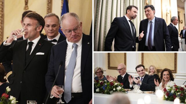 Προεδρικό Μέγαρο: Τα κλικ από το δείπνο προς τιμήν του Εμανουέλ και της Μπριζίτ Μακρόν - Ποιοι έδωσαν το παρών (Εικόνες)