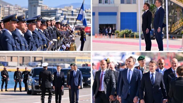 Ο Κυριάκος Μητσοτάκης και ο Εμανουέλ Μακρόν επισκέφθηκαν τη φρεγάτα 