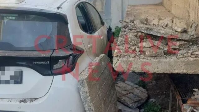Κρήτη: Μπαλκόνι έπεσε πάνω σε αυτοκίνητο (Βίντεο)
