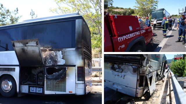 Αθήνα: Φωτιά σε τουριστικό λεωφορείο στην είσοδο της Αττικής Οδού από Κατεχάκη - Σώοι όλοι οι επιβάτες (Εικόνες  Βίντεο)