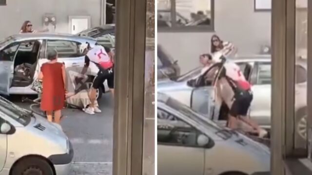 Σκηνές βίας στην Πορτογαλία: Ποδηλάτης ξυλοκόπησε άγρια γυναίκα οδηγό στη μέση του δρόμου (Βίντεο)
