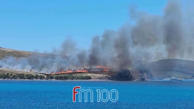Φωτιά στο Φαναράκι Λήμνου - Ισχυροί άνεμοι κάνουν 