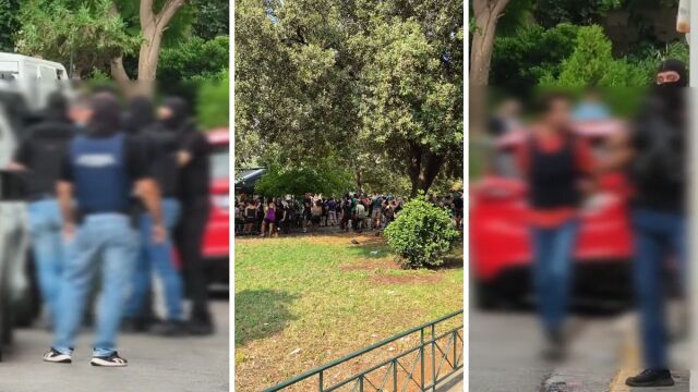 Marfin: Στα δικαστήρια της πρώην Σχολής Ευελπίδων οι δύο συλληφθέντες - Συγκεντρωμένοι οι υποστηρικτές των κατηγορουμένων (Εικόνες & Βίντεο)