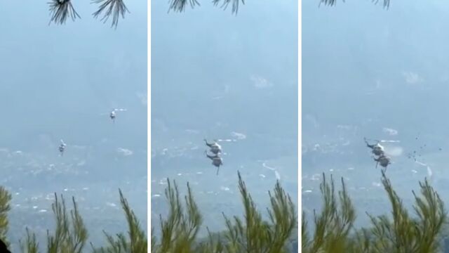 Φωτιά στην Ψάθα: Πτώση δύο ελικοπτέρων έπειτα από σύγκρουση (Βίντεο)