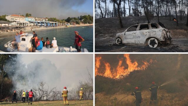 Φωτιά στη Χαλκιδική: Καλύτερη η εικόνα στη Σίβηρη - Μαζική επιχείρηση απομάκρυνσης από τη θάλασσα, δύο πυροσβέστες στο νοσοκομείο (Εικόνες & Βίντεο)