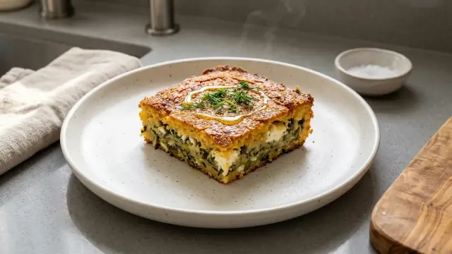 Μπατζίνα χωρίς φύλλο - Τραγανή καλαμποκόπιτα με φέτα στον φούρνο